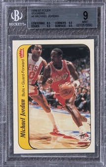 1986/87 Fleer Stickers #8 Michael Jordan Rookie Card - BGS MINT 9